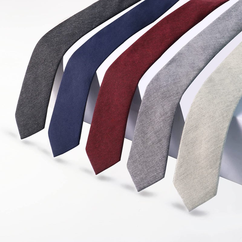 HOULIFE Ties for Men, Solid Mens Tie, Cotton Stripe Skinny Ties for Men, Slim Menâ€™s Neckties for Wedding Party - Image 4